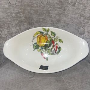Effetti Vegetable Serving Oval Bowl Chili Bell Peppers 12”x 7” Italy Ceramic NWT
